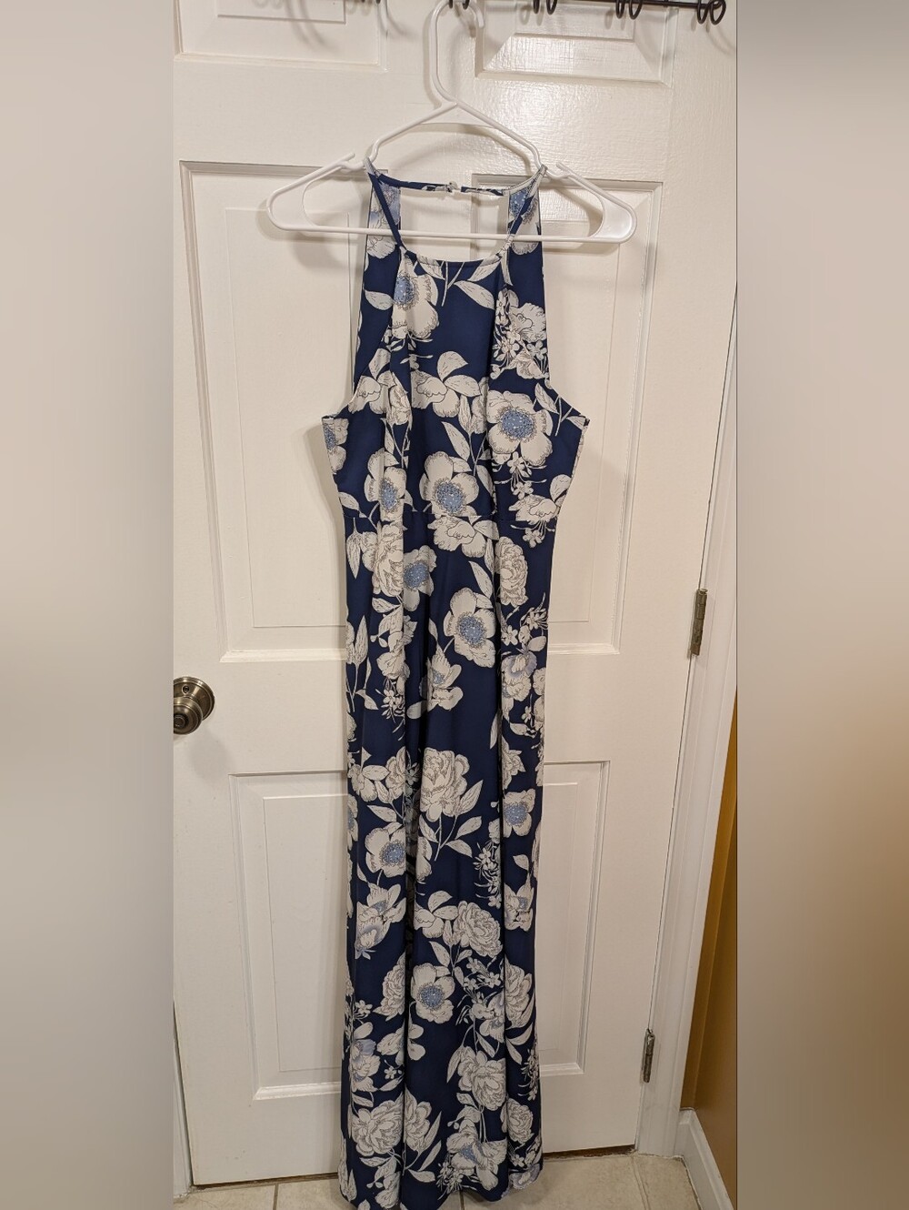 Navy Floral Halter Maxi Dress Size Small
